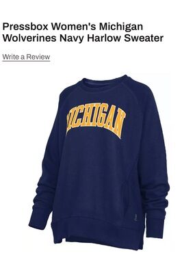 Pressbox Navy Sweatshirt with Yellow Michigan Arch